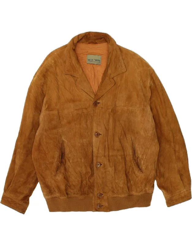 men's winter coats and jackets -J. C. TWIDD Mens Suede Bomber Jacket UK 42 XL Brown