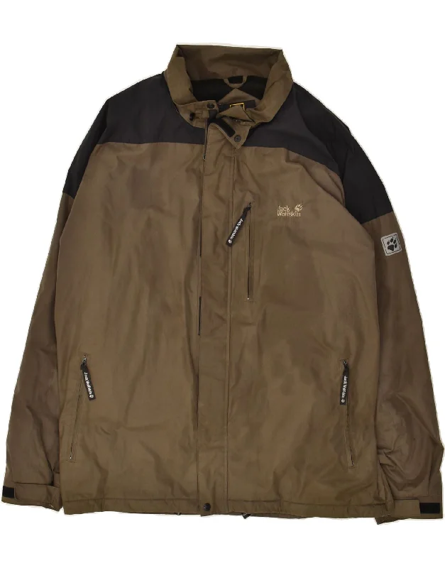 men's peacoats -JACK WOLFSKIN Mens Windbreaker Jacket UK 44 2XL Brown Colourblock