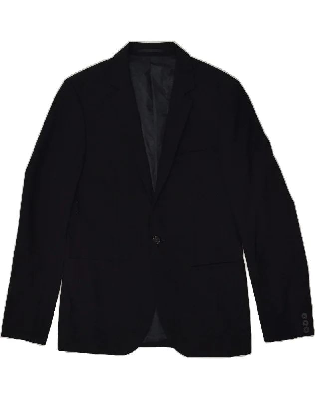 fleece-lined bomber jackets for men -JULES Mens Slim 1 Button Blazer Jacket IT 48 Medium Navy Blue