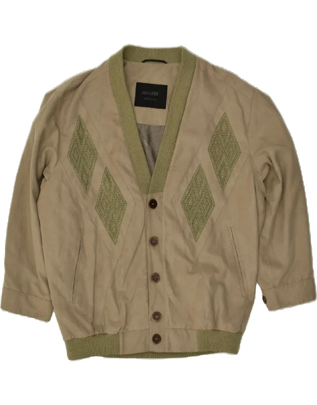 men's leather jackets -JUPITER Mens Bomber Jacket IT 52 XL Beige Argyle/Diamond Polyester