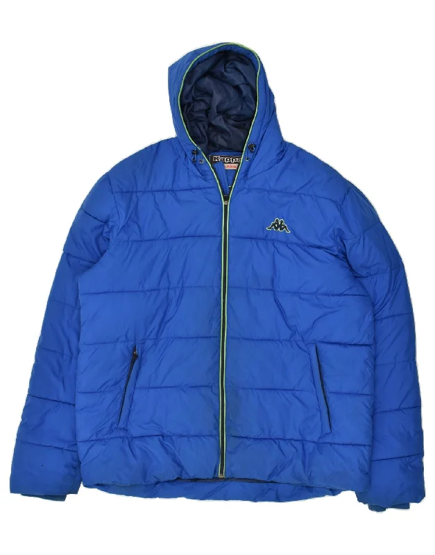 men's winter coats and jackets -KAPPA Mens Hooded Padded Jacket UK 44 2XL Blue Polyester