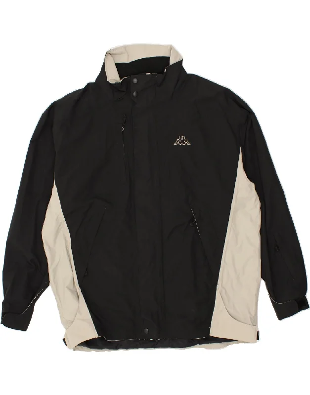 men's wool-blend jackets -KAPPA Mens Windbreaker Jacket UK 44 2XL Black Colourblock Polyamide