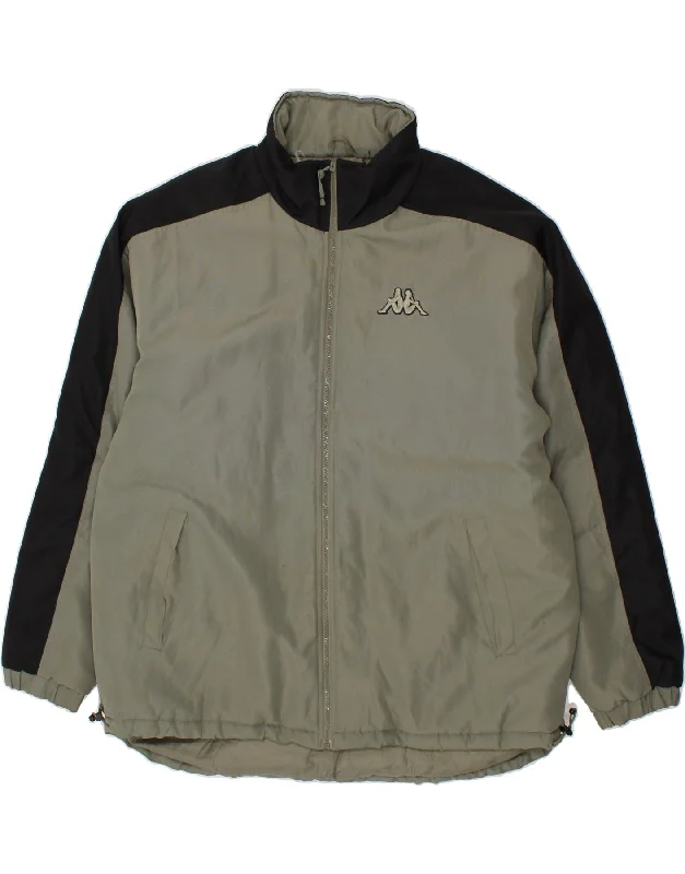 men's insulated jackets -KAPPA Mens Windbreaker Jacket UK 44 2XL Khaki Colourblock Polyester