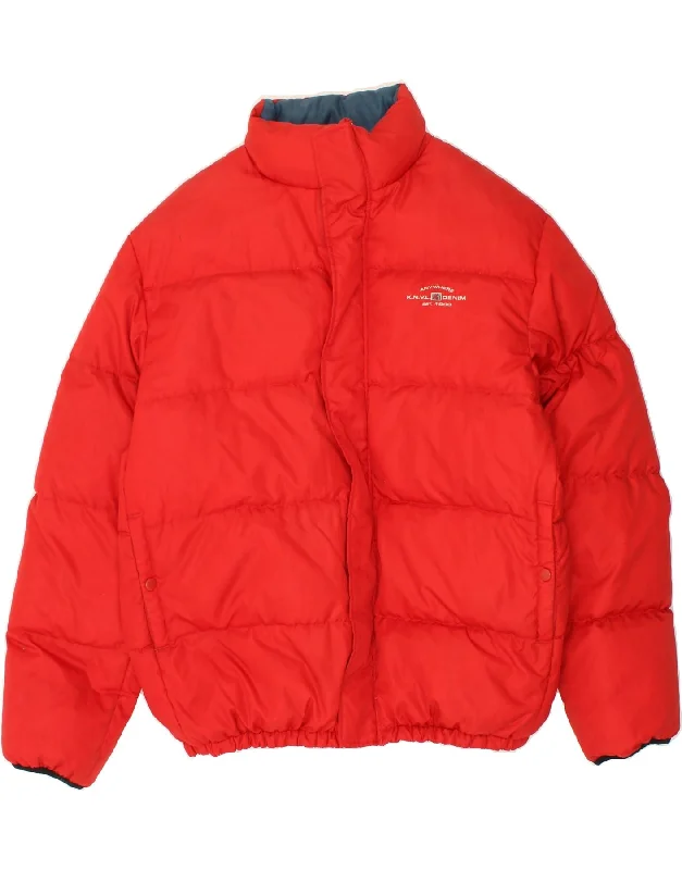 men's fleece jackets -KENVELO Mens Padded Jacket UK 44 2XL Red Polyester