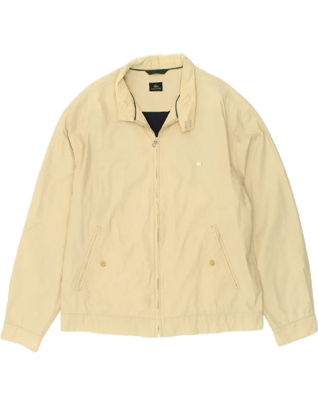 men's casual leather jackets -LACOSTE Mens Bomber Jacket UK 44 2XL Beige Cotton