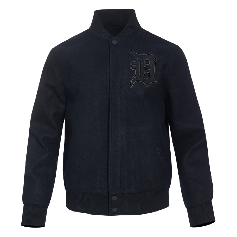 men's outdoor hooded jackets -MLB DETROIT TIGERS NEUTRAL MEN'S WOOL VARSITY JACKET (BLACK)