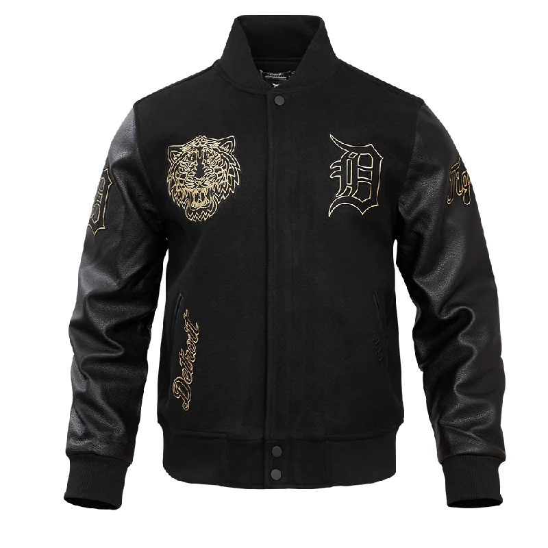 men's fitted jackets -MLB DETROIT TIGERS BLACK & GOLD MEN'S WOOL VARSITY JACKET (JET BLACK)