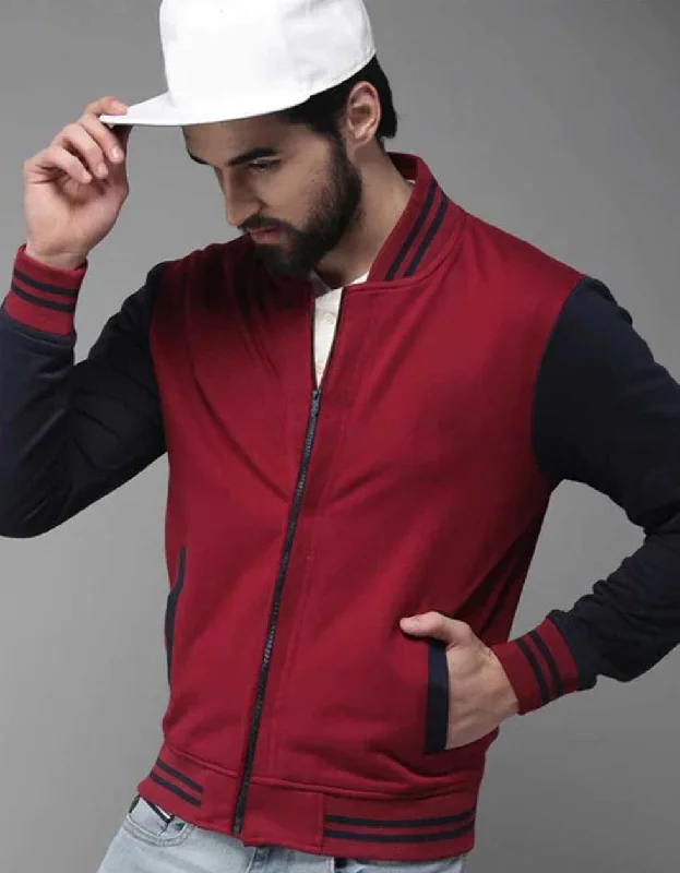 men's fleece jackets -Lifestyle Maroon ColorBlock Jacket