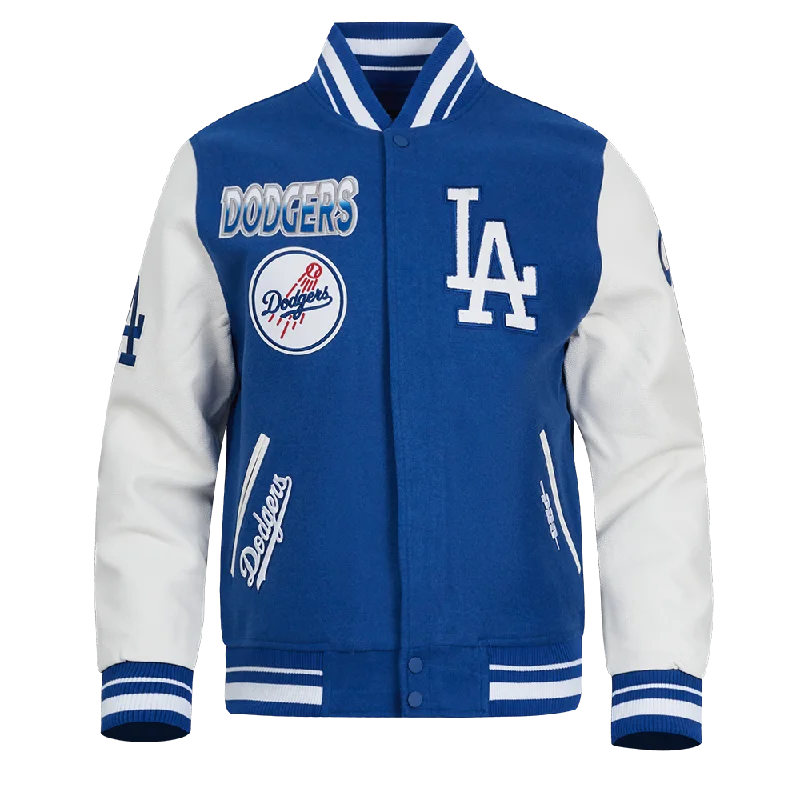 men's trench coats for rain -MLB LOS ANGELES DODGERS TURN IT UP MEN'S RIB WOOL VARSITY JACKET (DODGER BLUE/WHITE)