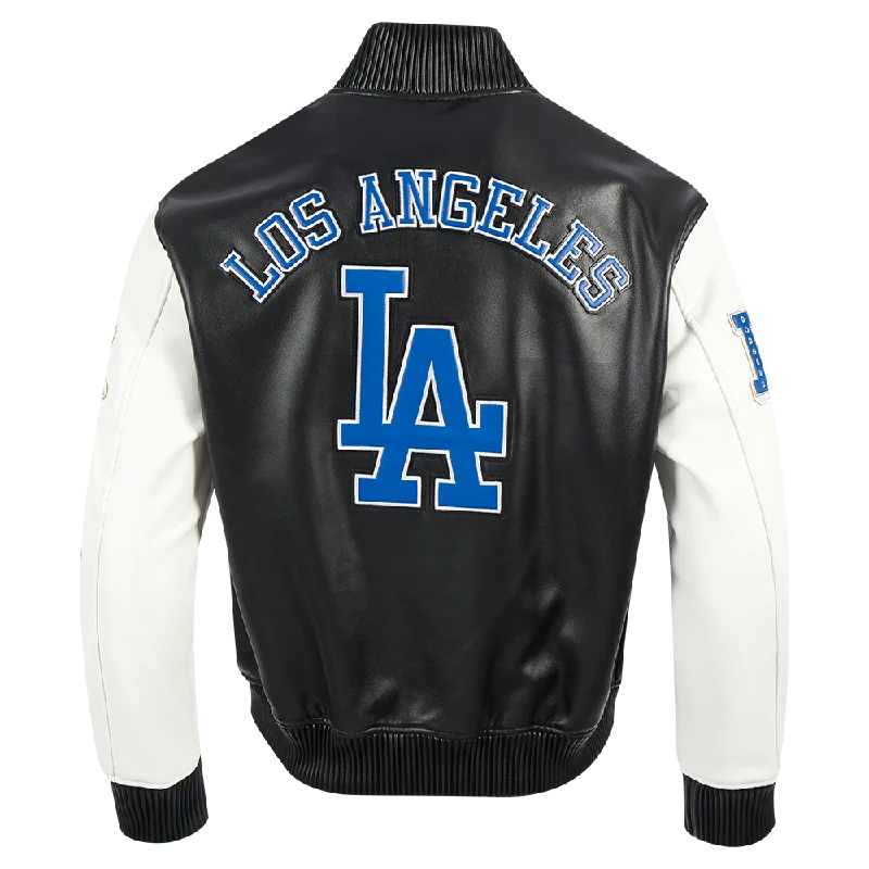 men's plaid jackets -MLB LOS ANGELES DODGERS CITY SIGNATURE MEN'S LEATHER VARSITY JACKET (BLACK/WHITE)