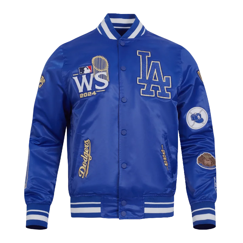 men's stylish puffer jackets -MLB LOS ANGELES DODGERS WORLD SERIES 2024 MEN'S RIB SATIN JACKET