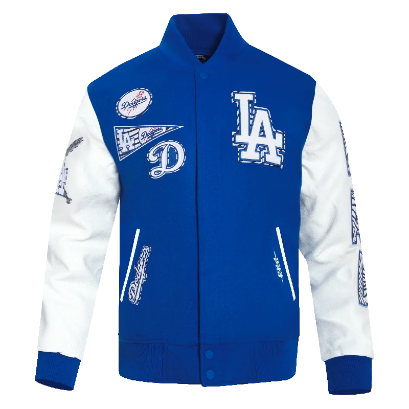 men's stylish jackets -MLB LOS ANGELES DODGERS ANIMAL PRINT MEN'S WOOL VARSITY JACKET (DODGER BLUE/WHITE)