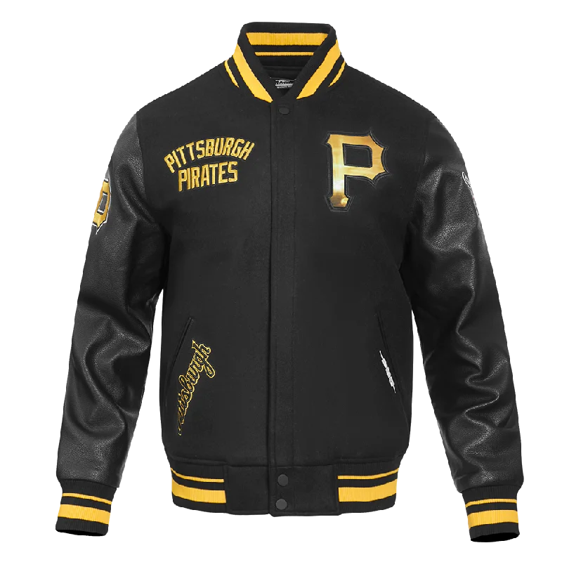 men's modern jackets -MLB PITTSBURGH PIRATES CITY CENTRIC MEN'S RIB WOOL VARSITY JACKET (BLACK/YELLOW)