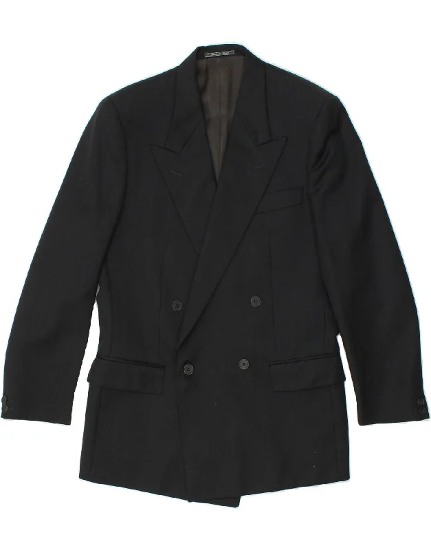 men's performance winter jackets -LUBIAM Mens Double Breasted Blazer Jacket IT 48 Medium Grey Wool