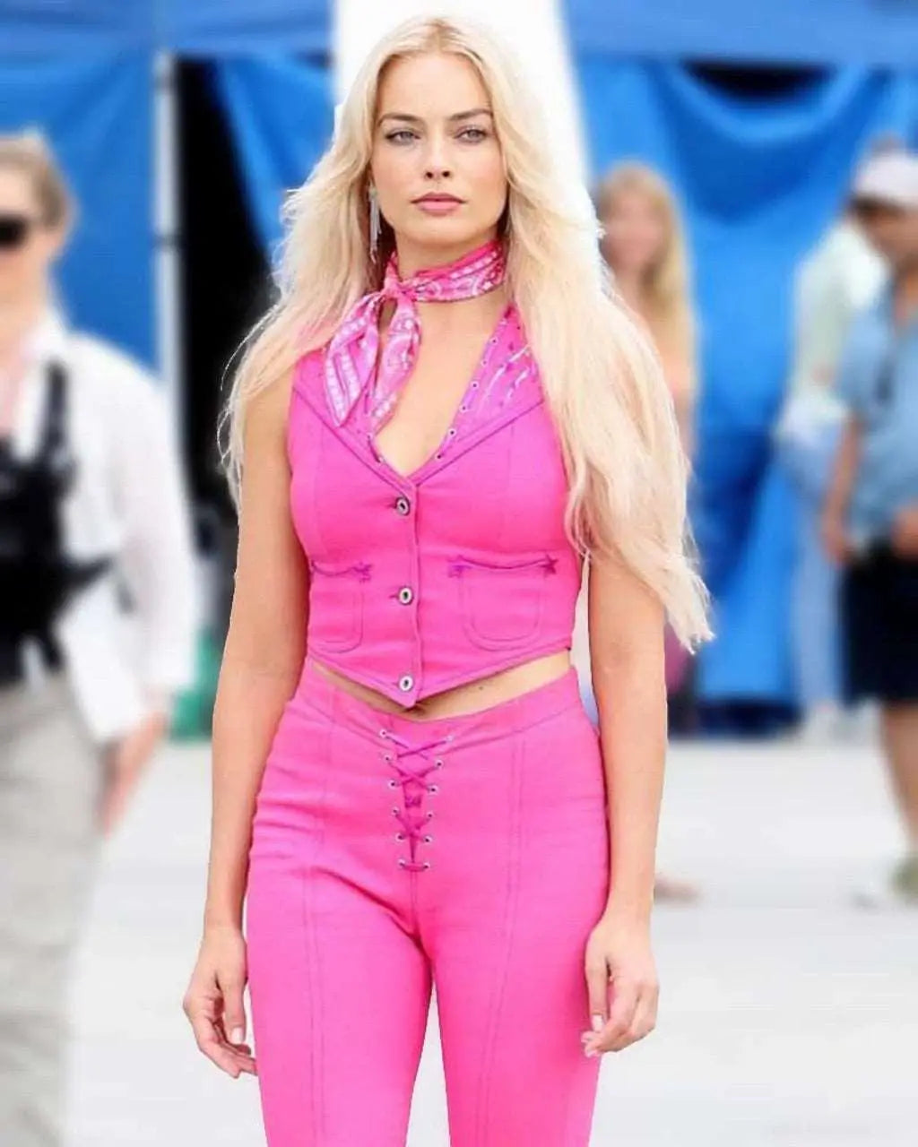 warm vests for men -Margot Robbie Barbie Pink Vest