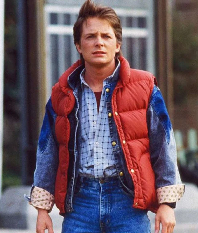 men's waistcoats for suits -Back To The Future Marty Mcfly Red Vest