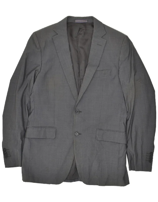 men's double-breasted blazers -MASSIMO DUTTI Mens 2 Button Blazer Jacket EU 46 Small Grey Wool