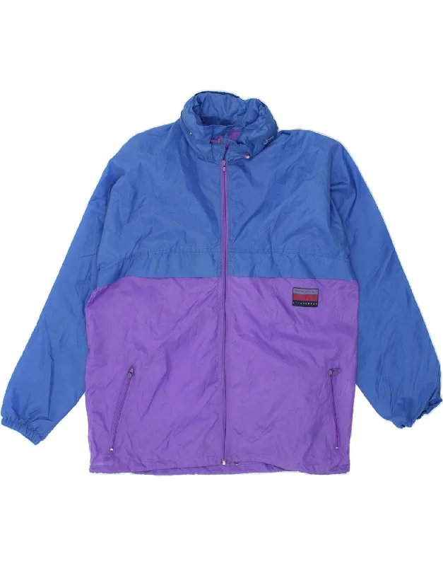 men's parkas with fur -MC KEE'S Mens Hooded Rain Jacket UK 38 Medium Blue Colourblock Polyamide