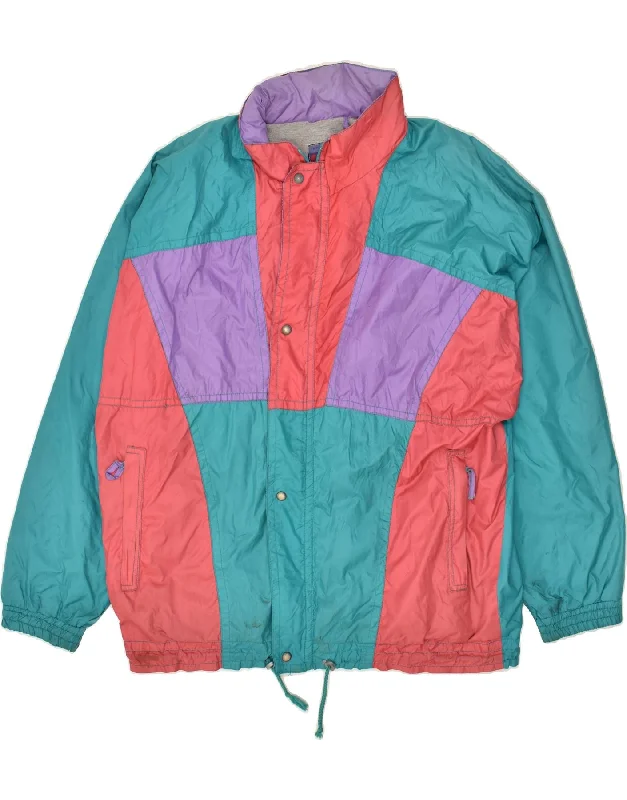 men's winter coats and jackets -MC KEE'S Mens Windbreaker Jacket UK 42 XL Turquoise Colourblock Polyamide