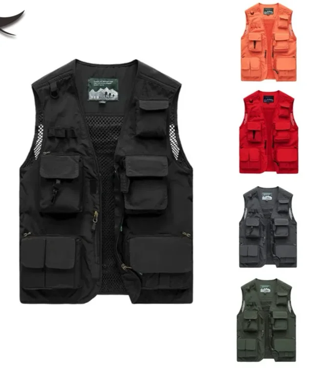 sleeveless jackets for men -Men's Multi Pockets Cargo Waistcoat Fishing Jumper For Climbing Camping Hiking Summer Vest Top