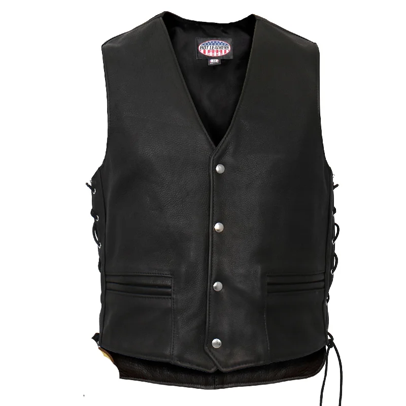 men's stylish waistcoats for suits -Men's USA Made Extra Long Back Premium Steerhide Leather Vest, VSM5003-HL