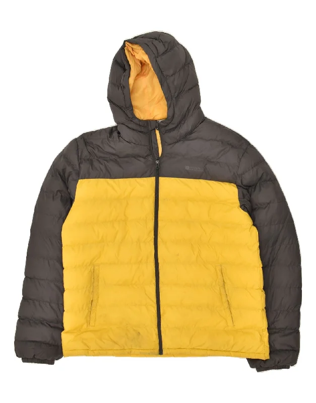 men's performance jackets for cold weather -MOUNTAIN WAREHOUSE Mens Hooded Padded Jacket UK 42 XL Yellow Colourblock