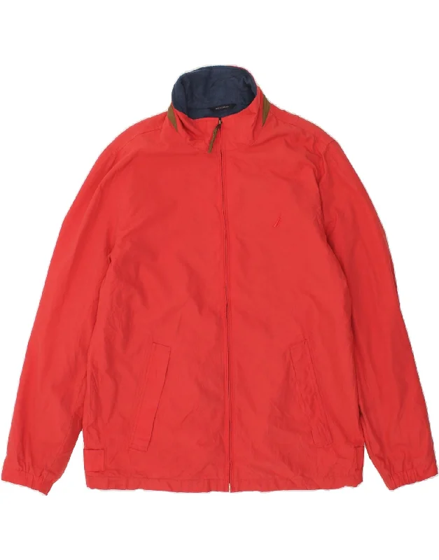 men's peacoats for casual wear -NAUTICA Mens Bomber Jacket UK 38 Medium Red Polyester