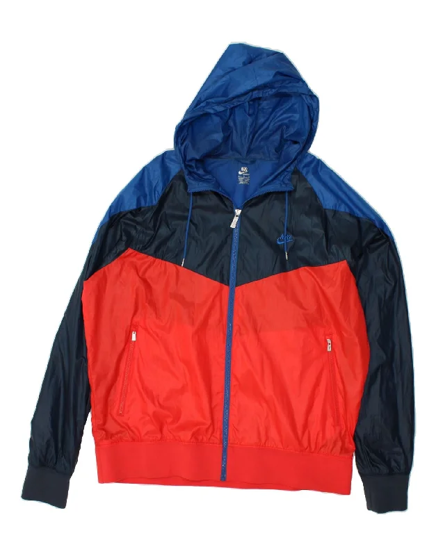 men's utility jackets -NIKE Mens Hooded Rain Jacket UK 46/48 XL Multicoloured Colourblock