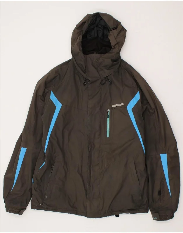 men's zip-up jackets -O'NEILL Mens Hooded Windbreaker Jacket UK 36 Small Brown Colourblock