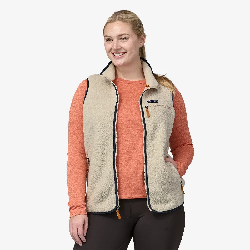 multi-pocket vests for men -Women's Retro Pile Fleece Vest - Pelican