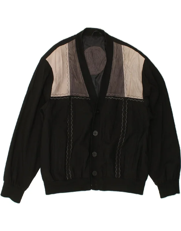 men's classic bomber jackets -PEDRO BERNAT Mens Bomber Jacket UK 44 2XL Black Colourblock Wool