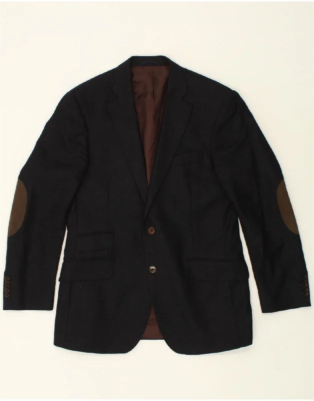 men's performance jackets for cold weather -PELIKAMO Mens 2 Button Blazer Jacket EU 48 Medium Navy Blue Wool