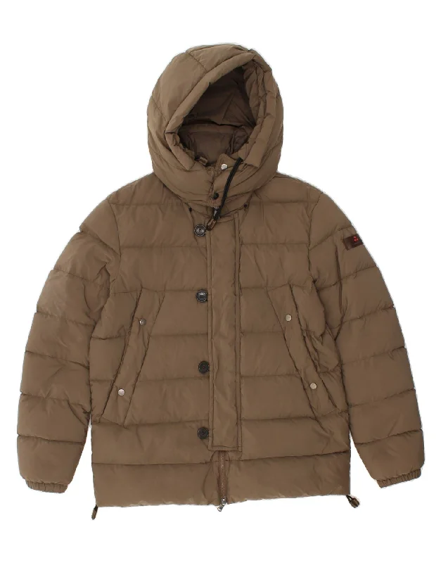 men's versatile jackets -PEUTEREY Mens Hooded Padded Jacket UK 40 Large Brown Polyamide