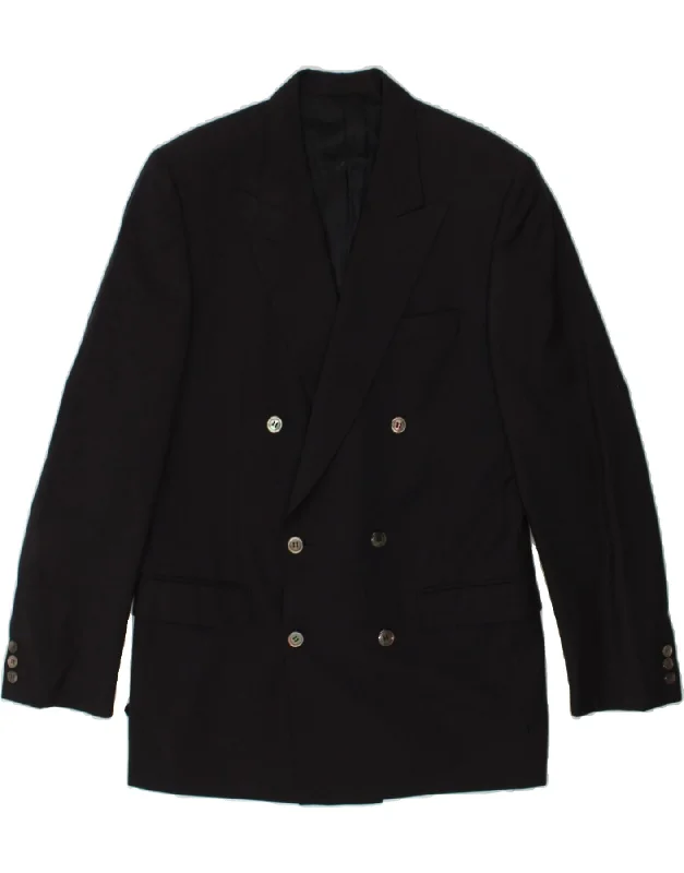 men's trench coats for winter -PIERRE CARDIN Mens Double Breasted Blazer Jacket UK 40 Large Black