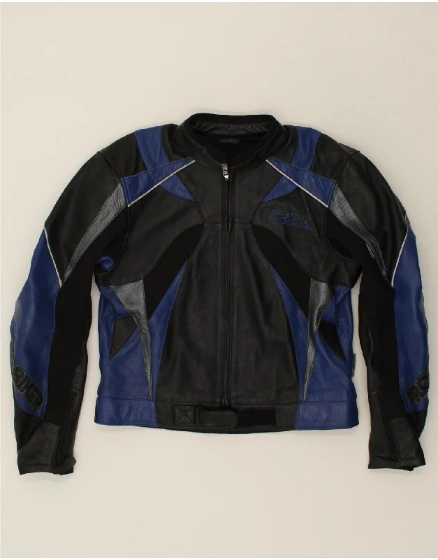 men's formal jackets -PROBIKER Mens Graphic Biker Jacket UK 36 Small Black Colourblock Leather