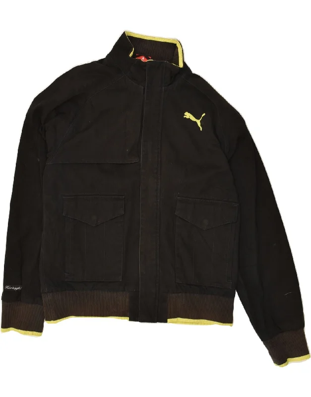 men's outdoor jackets -PUMA Mens Graphic Bomber Jacket UK 38 Medium Black Cotton