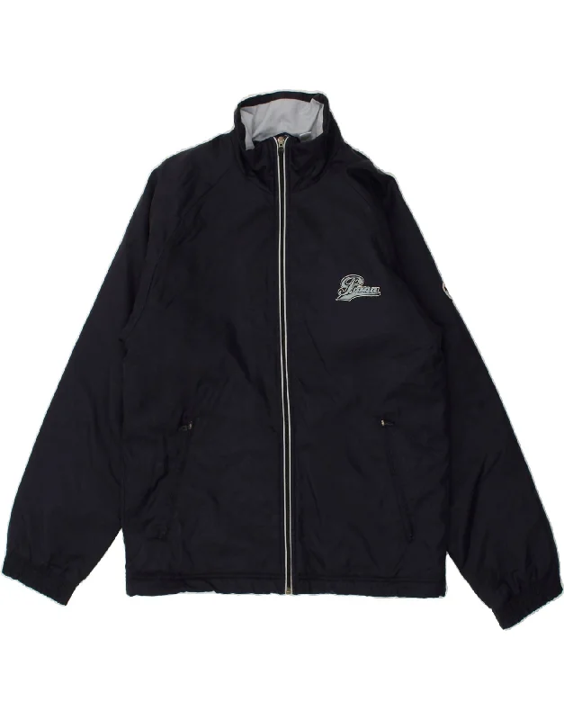 men's trench coats -PUMA Mens Graphic Padded Jacket UK 38 Medium Navy Blue