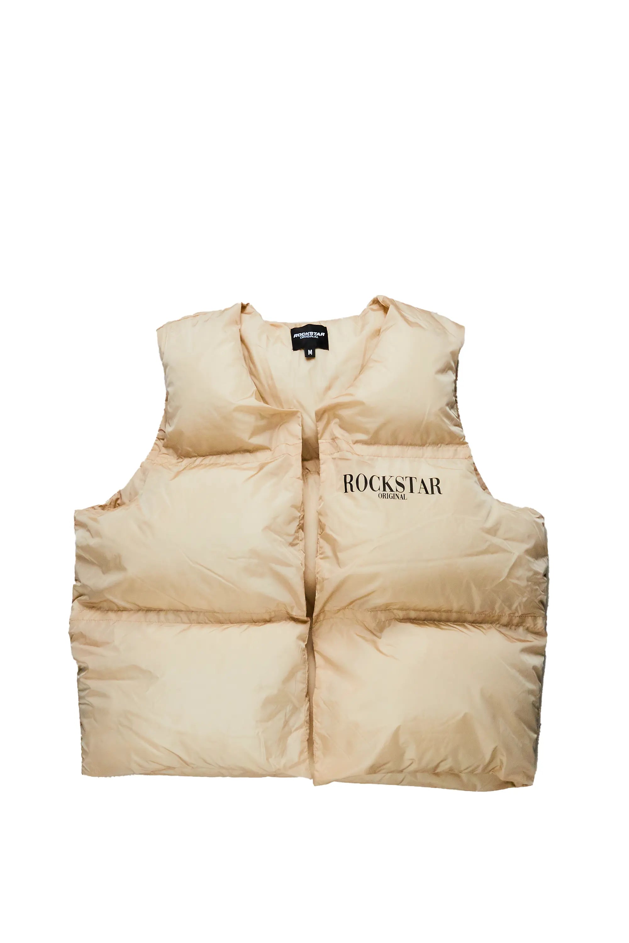 men's fleece-lined vests -Frederick Beige Puffer Vest