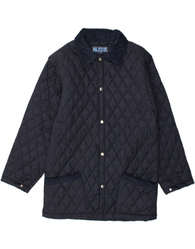 men's varsity jackets with patches -SINCLAIR Mens Quilted Jacket UK 40 Large Navy Blue Nylon