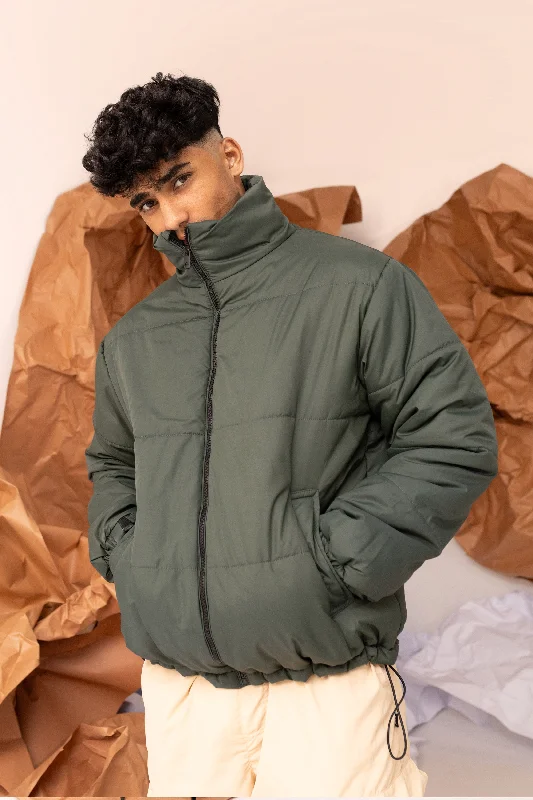 men's leather jackets -Supersoft Puffer Jacket with in Forest Green