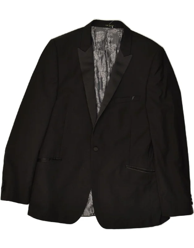 men's versatile jackets -TED BAKER Mens 1 Button Blazer Jacket UK 44 2XL Black Wool