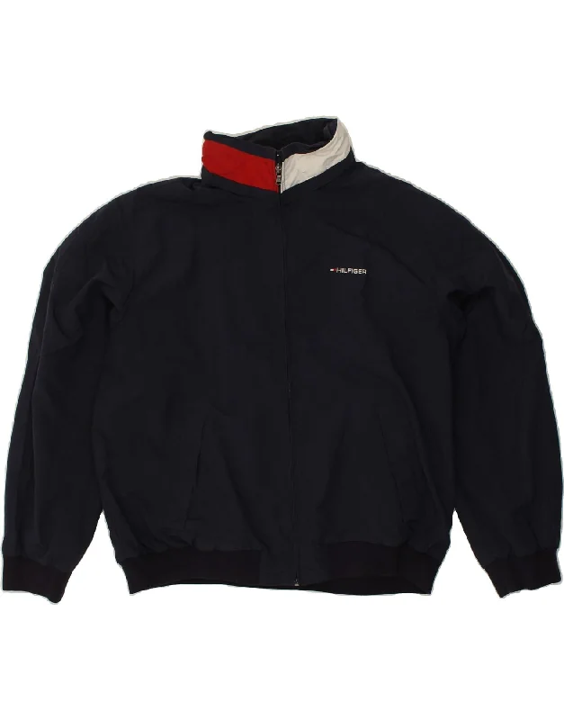 men's elegant jackets -TOMMY HILFIGER Mens Bomber Jacket UK 40 Large Navy Blue Nylon