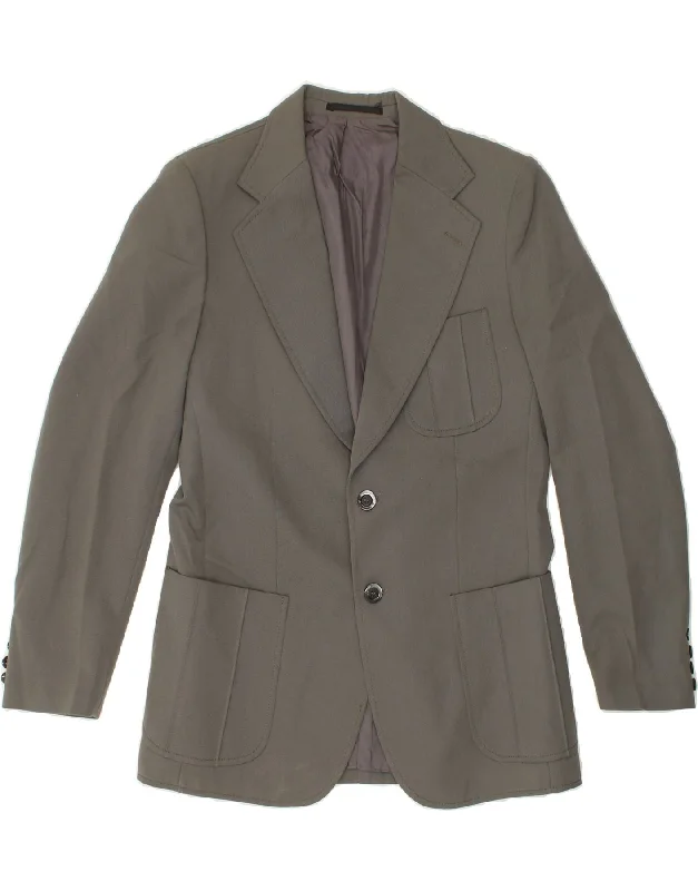 men's sport jackets -TREVIRA Mens 2 Button Blazer Jacket UK 38 Medium Grey Polyester