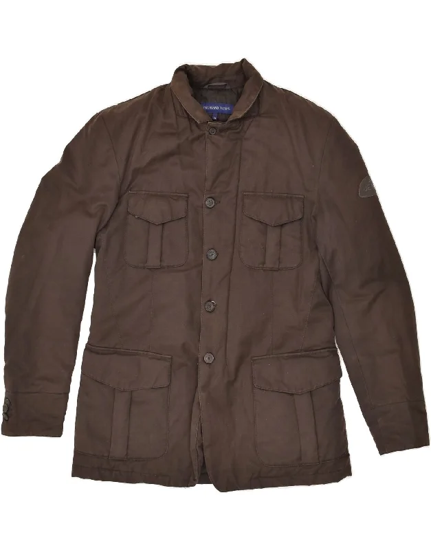 men's padded puffer jackets -TRUSSARDI JEANS Mens Utility Jacket IT 50 Large Brown