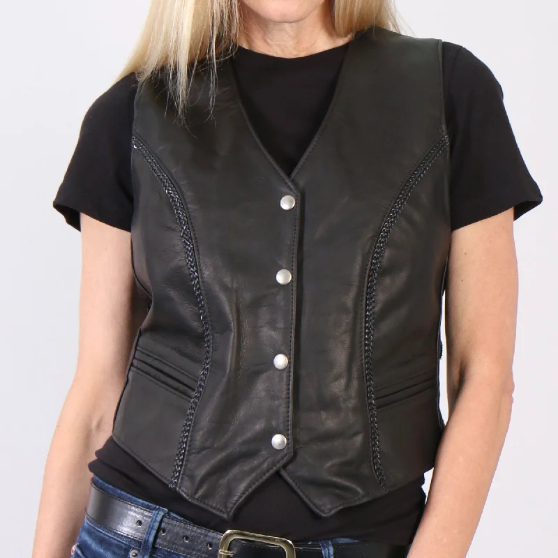 men's vests for summer -USA Made Ladies Leather Vest,  VSL5001-HL