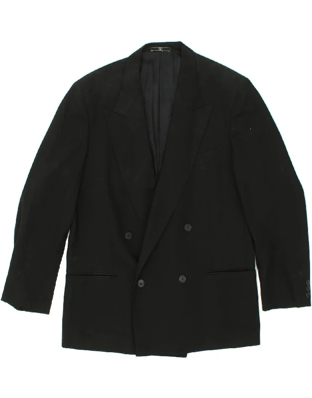 men's bomber jackets -VALENTINO Mens Slim Double Breasted Blazer Jacket IT 52 XL Black