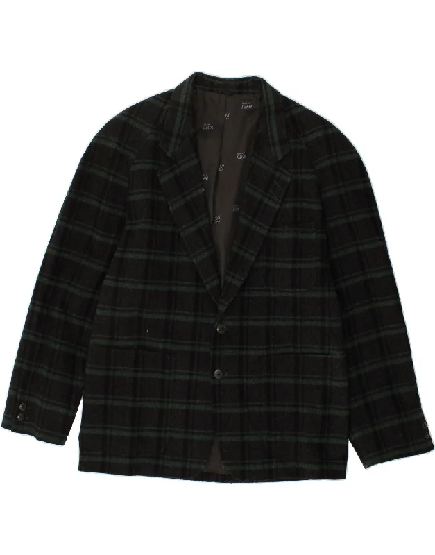 sleek jackets for formal wear -VINTAGE Mens 2 Button Blazer Jacket IT 52 XL Green Check Wool