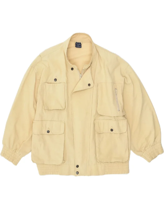 men's trench coats for rain -VINTAGE Mens Bomber Utility Jacket IT 52 XL Beige