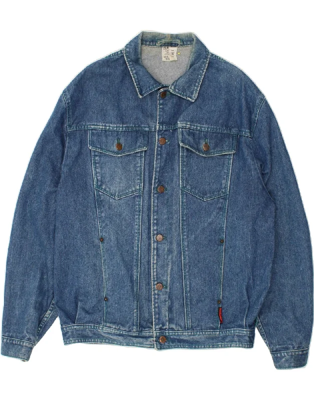 sleek jackets for formal wear -VINTAGE Mens Denim Jacket IT 50 Large Blue Cotton