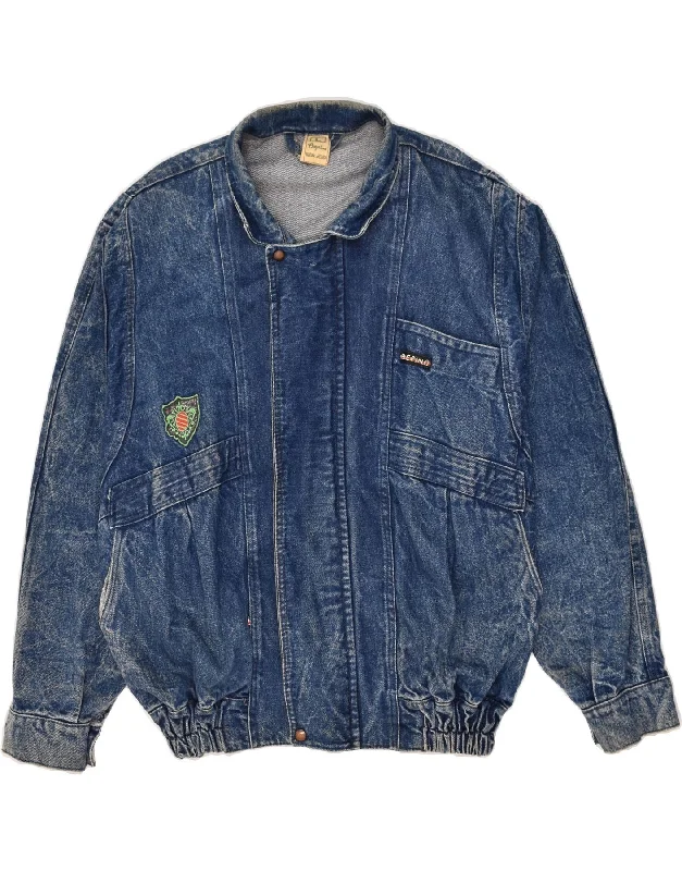 men's elegant jackets -VINTAGE Mens Denim Jacket UK 40 Large Blue